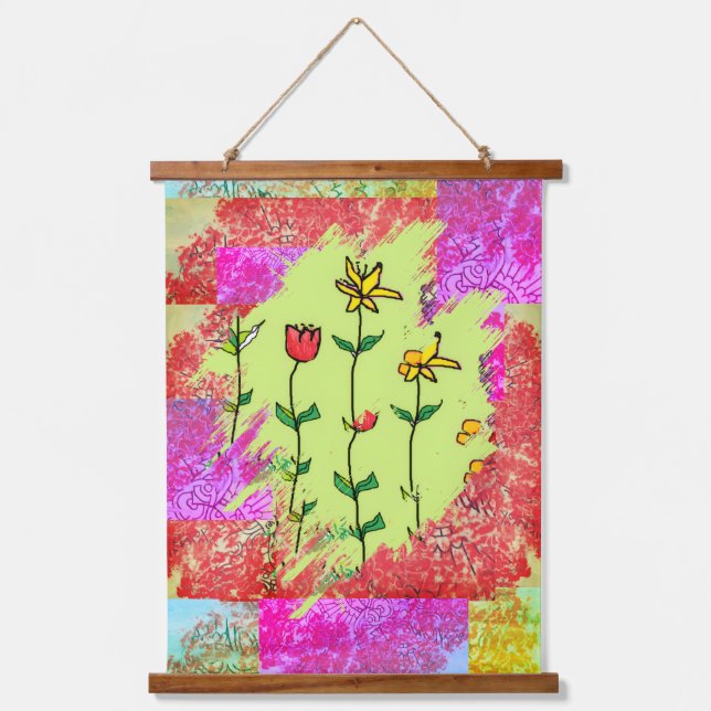 Paint Swatch Floral  Hanging Tapestry (Front)