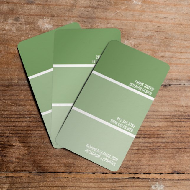 Paint Swatch | Green Paint Chips Painter Decorator Business Card (Creator Uploaded)