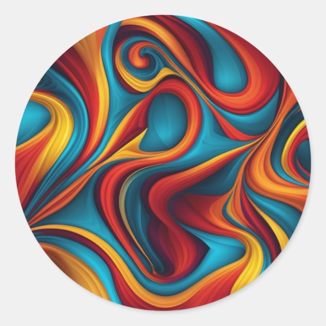 Paint Swirl Abstract Classic Round Sticker (Front)