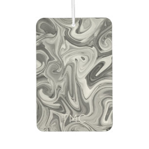 Paint Swirl Art INITIALS Black White Grey Mod Hip Car Air Freshener