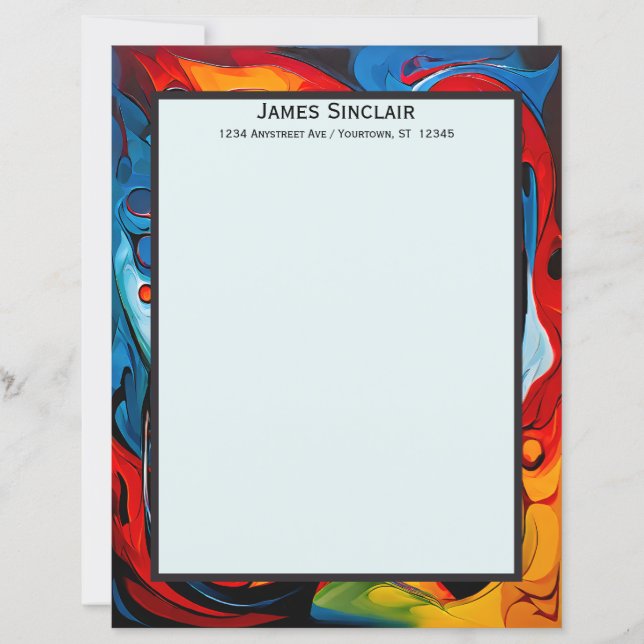 Paint Swirls in Sunset Colors Stationery Paper (Front)