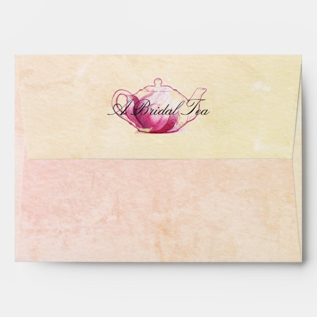Paint Textured Magnolia Themed Bridal Tea Envelope (Back (Top Flap))