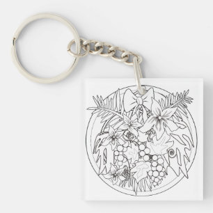 Paint the picture yourself a tropical pattern key ring