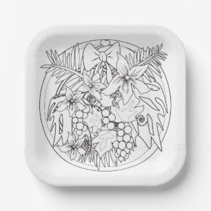 Paint the picture yourself a tropical pattern paper plate