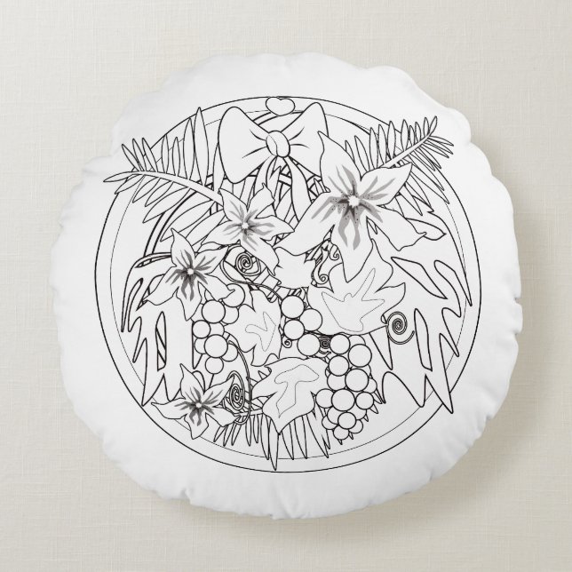 Paint the picture yourself a tropical pattern  round cushion