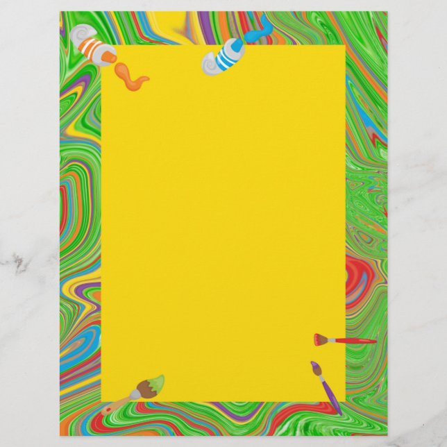 Paint Tube Paint Brush Theme Custom Letterhead (Front)