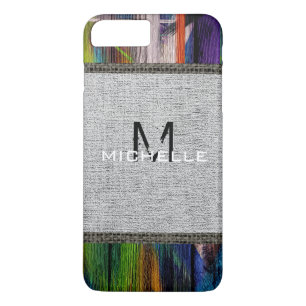 Paint Wood Look Burlap Rustic Monogram #10 iPhone 8 Plus/7 Plus Case