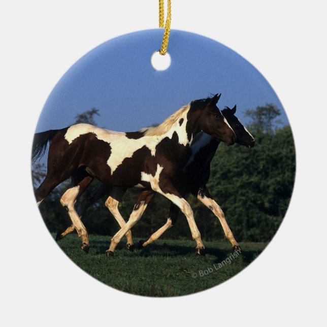 Paint Yearlings Running Ceramic Ornament (Front)