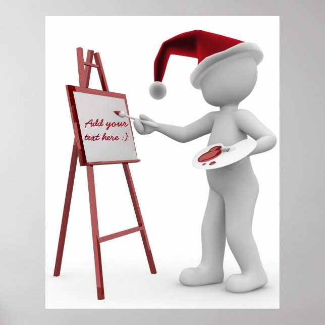 Paint your text Santa Painting Easel Red White Art Poster (Front)