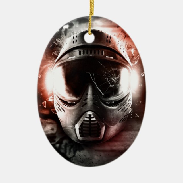 Paintball Action Mask M-2 Ceramic Tree Decoration (Front)