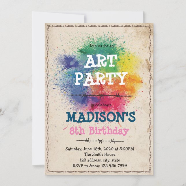 Paintball art party Invitation (Front)