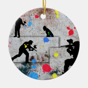 Paintball Battle Ceramic Ornament