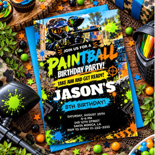 Paintball Birthday Party Invitation