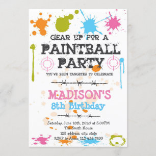 Paintball birthday party Invitation