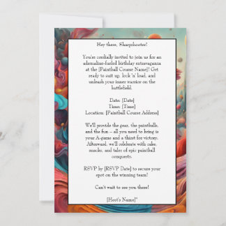 Paintball Birthday Party Invitation Card