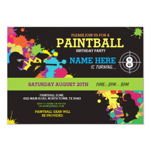 Paintball Birthday Party Invitation Fun Paint Ball
