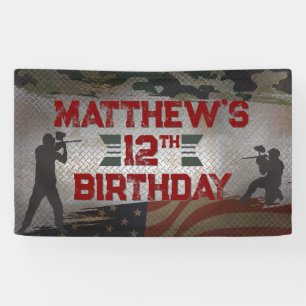 Paintball Birthday Party Military Camo USA  Banner