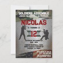 Paintball Birthday Party Military Camo USA Invitat