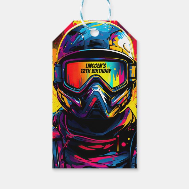 Paintball Birthday Party Personalised Gift Tags (Front)