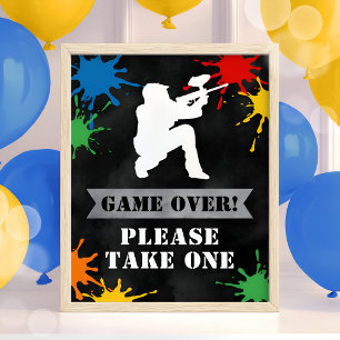 Paintball Birthday Splatter Teen Boys Favors Sign