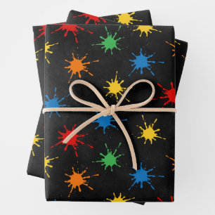 Paintball Birthday Splatter Wrapping Paper Sheet