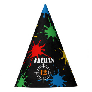 Paintball Boys Paint Splatter Birthday Party Hat