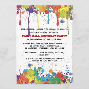 Paintball Colours Invitation