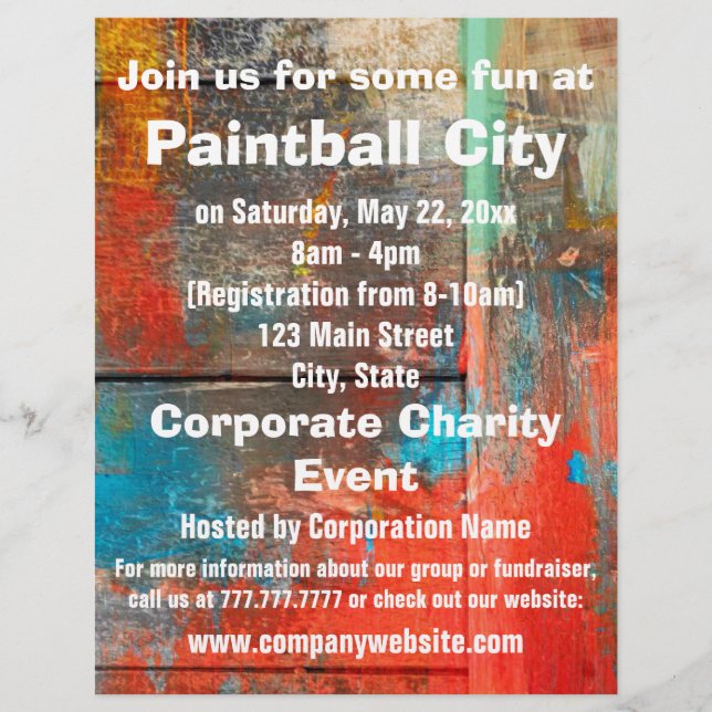 Paintball Corporate Event or Fundraiser Flyer (Front)