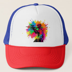 Paintball Gamer Colourful Design Trucker Hat