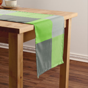 Paintball Grey and Lime Green Squares Short Table Runner
