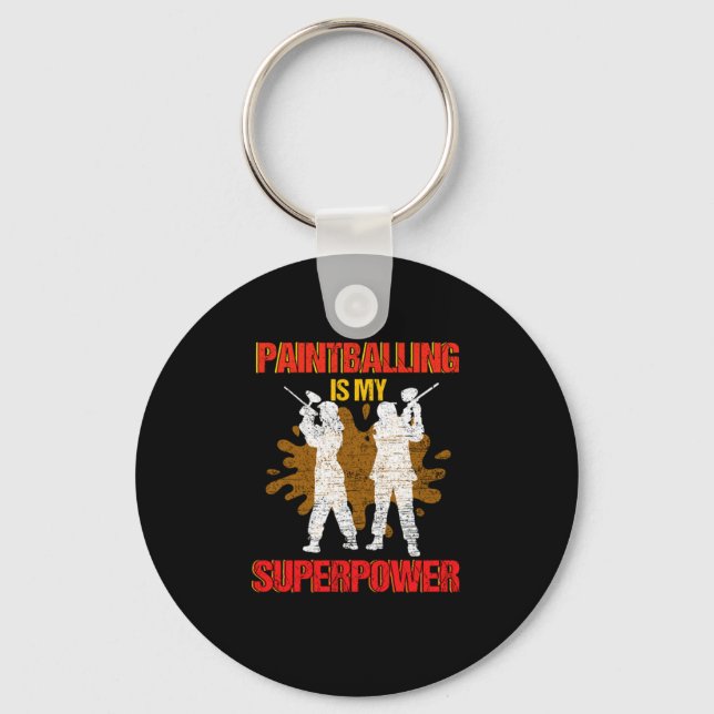 Paintball Is My Superpower Paintball Player Gift Key Ring (Front)