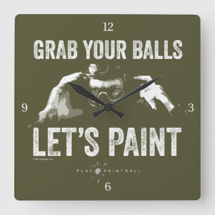 Paintball Let’s Paint Square Wall Clock