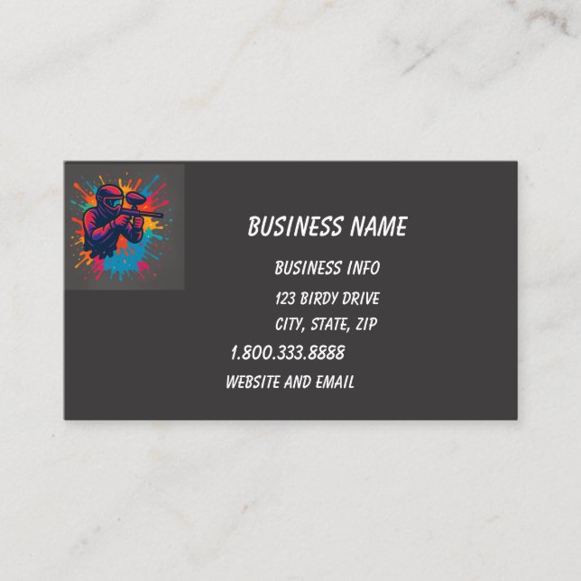 Paintball Logo Game Player Pop Art Graphic  Business Card (Front)