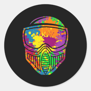 Paintball Paint Shooting Paintballer Air Gun Classic Round Sticker