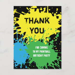 Paintball Party Thank You Postcard