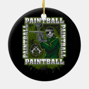 Paintball Player Green Team Ceramic Ornament
