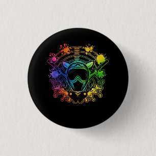 Paintball Player Paint Shooting Paintballer Air Gu 3 Cm Round Badge