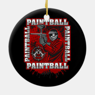 Paintball Player Red Team Colours Ceramic Tree Decoration