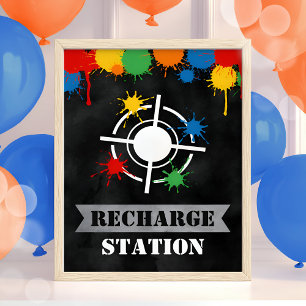 Paintball Recharge Station Boy Birthday Party Poster