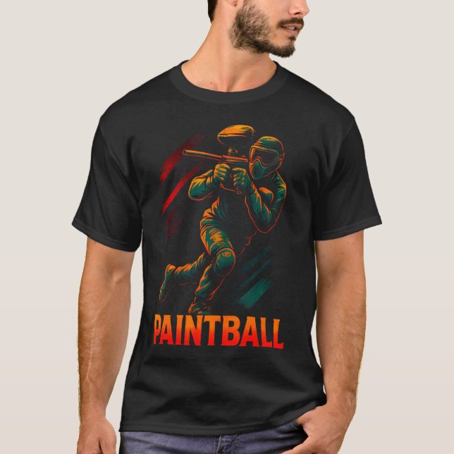 Paintball - Retro Player Competing Fun T-Shirt (Front)
