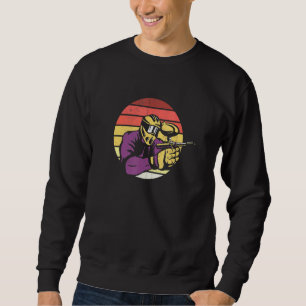 Paintball Retro Sunset Shooting For Paint Splatter Sweatshirt