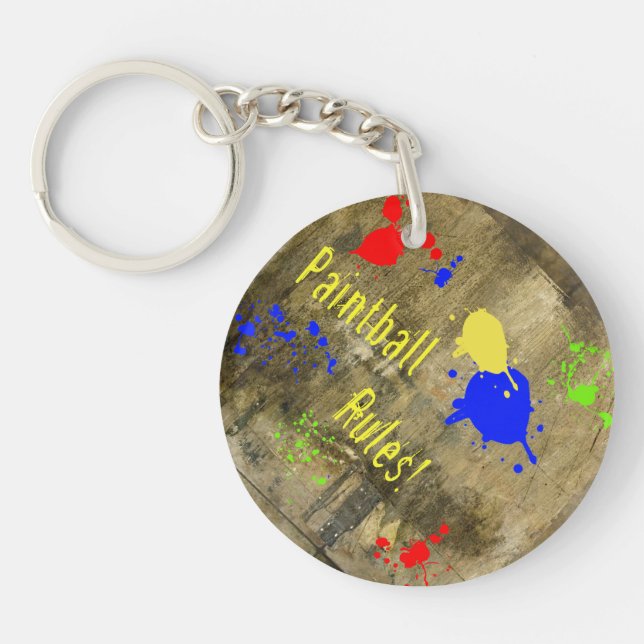 Paintball Rules Text Key Ring (Front)