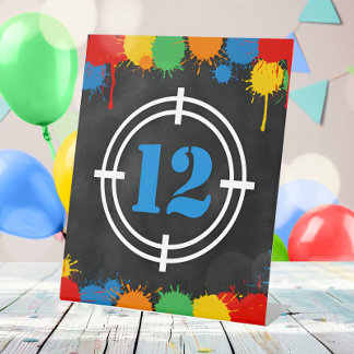 Paintball Splatter Birthday Age Boys Pedestal Sign