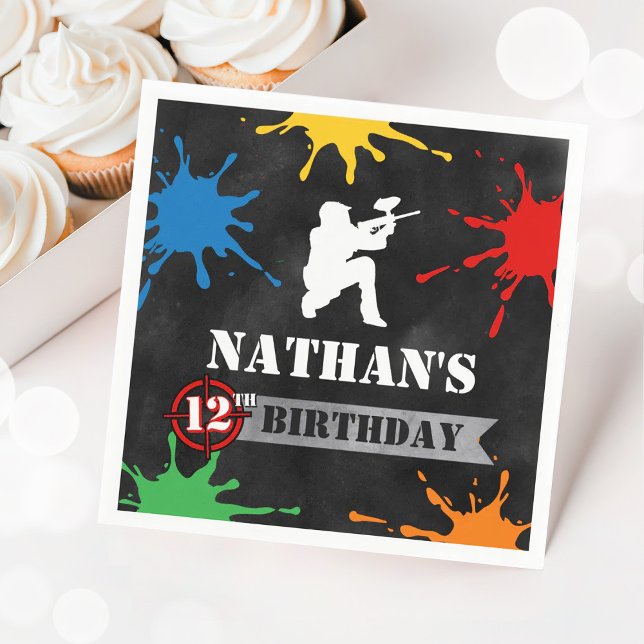 Paintball Splatter Birthday Boys Teens Napkin (Creator Uploaded)