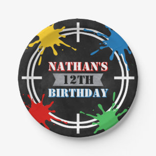 Paintball Splatter Kids Birthday Colourful Paper Plate