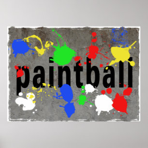 Paintball Splatter on Concrete Wall Poster
