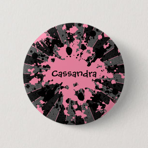 Paintball splatters pink 6 cm round badge