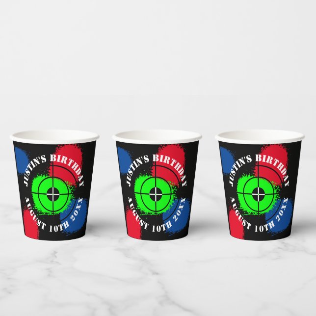 Paintball theme Birthday party cups for kids (Multi)