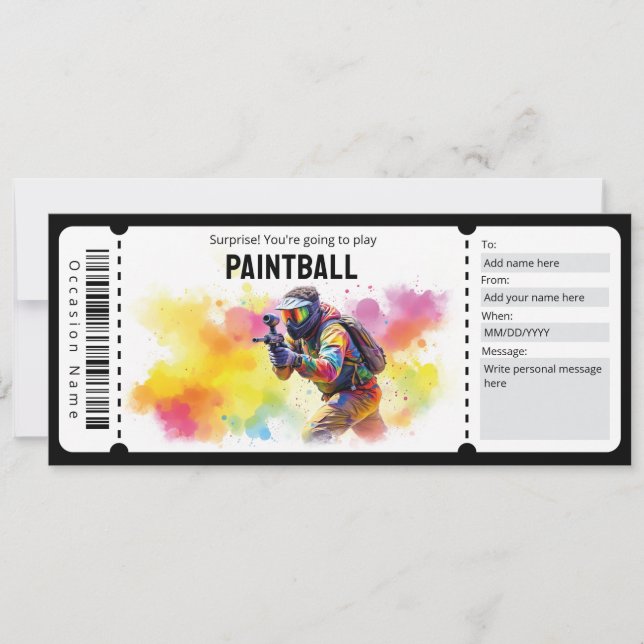 Paintball Ticket Invitation (Front)