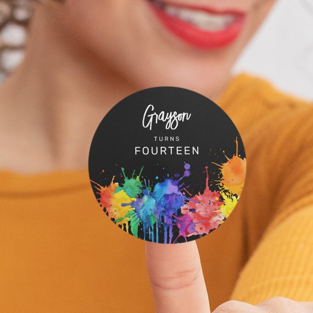 Paintballing Birthday Party Classic Round Sticker (Creator Uploaded)